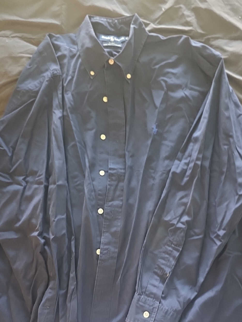 Ralph Lauren Navy Oxford Shirt Jacket with Button-Down Collar